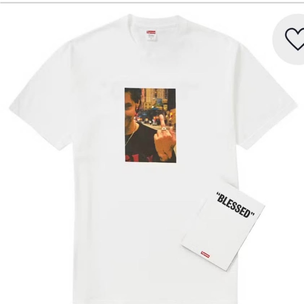 Supreme White Tee with 'BLESSED' Graphic and DVD